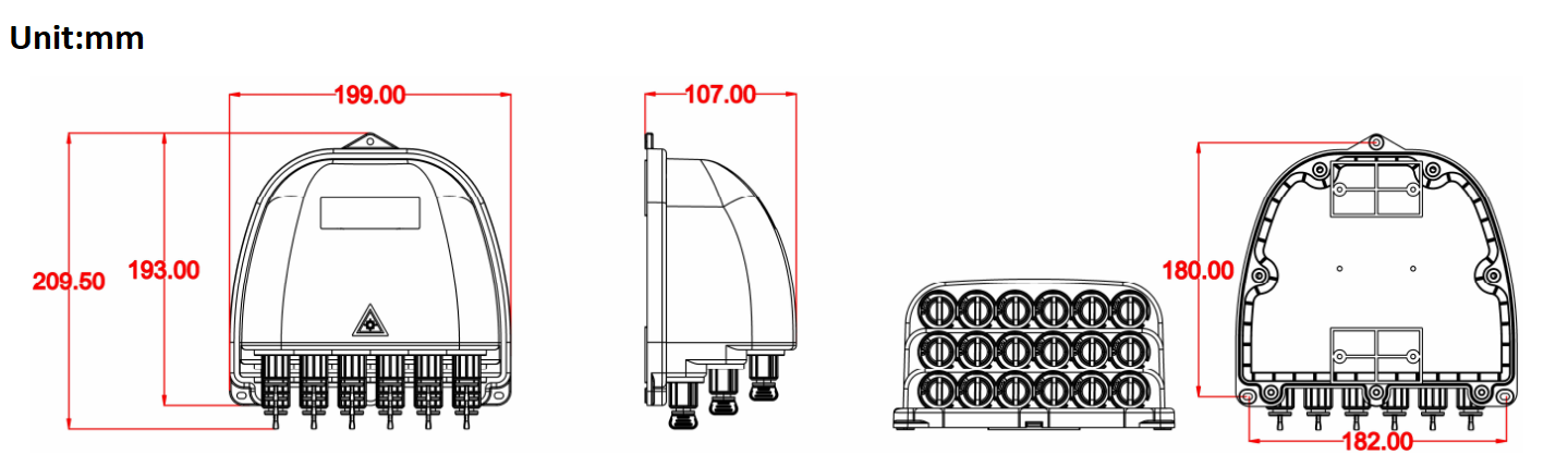 tama&ntilde;o del producto de la caja ftth preconectada alternativa