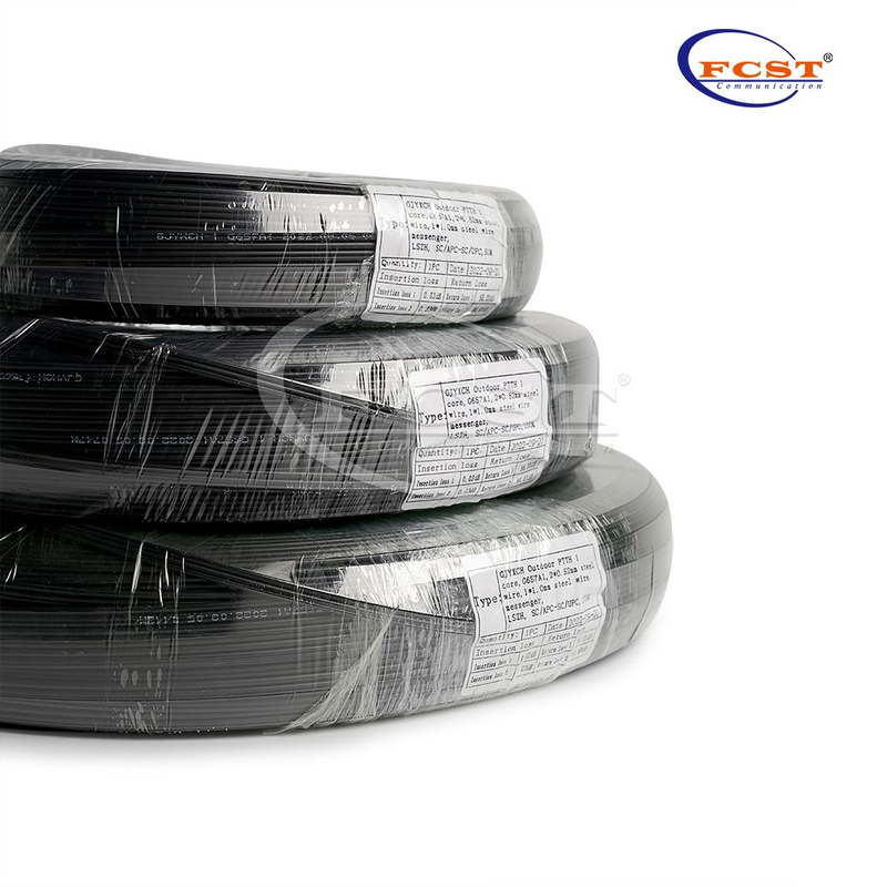 Cable de bajada de fibra preconectorizado (cable flexible y de conexión) 