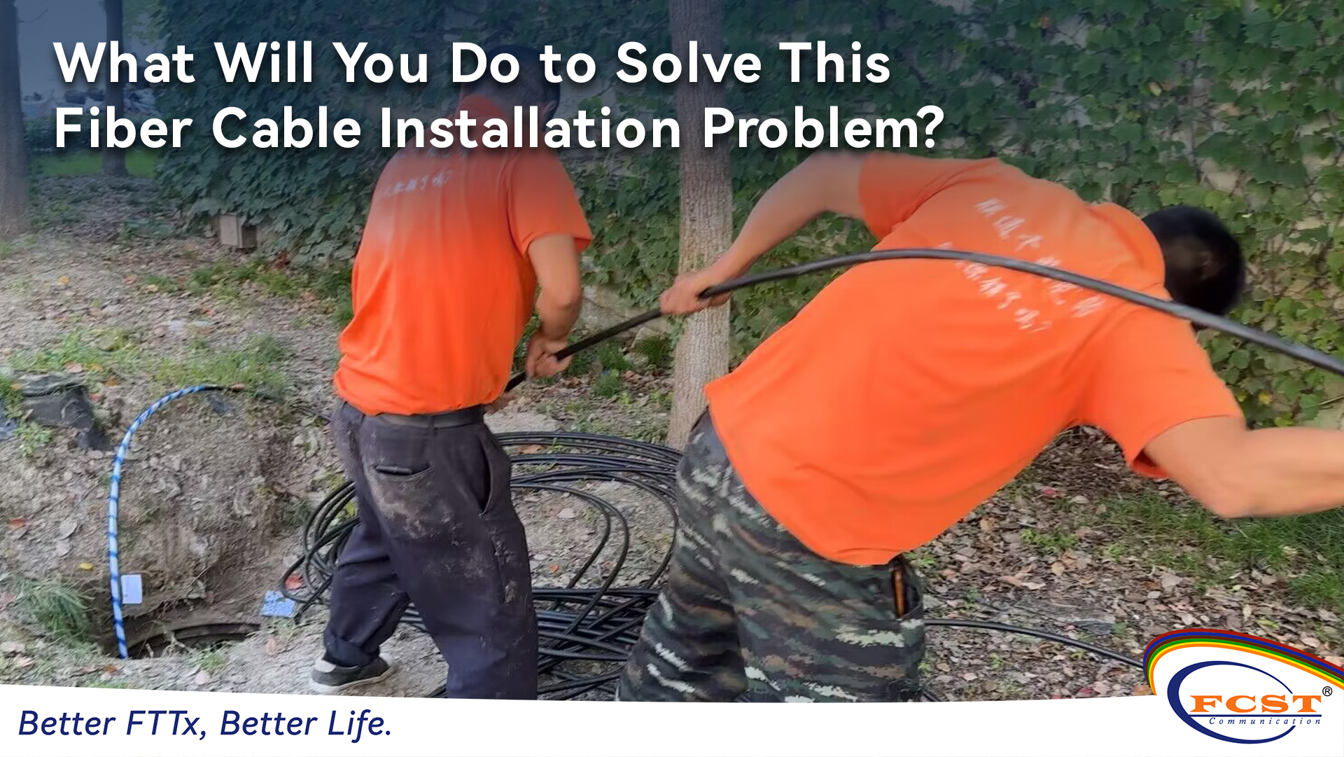 ¿Qué hará para resolver este problema de instalación de cable de fibra?