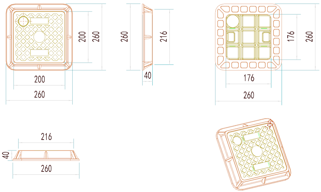 cuadrado de tapa de la orilla