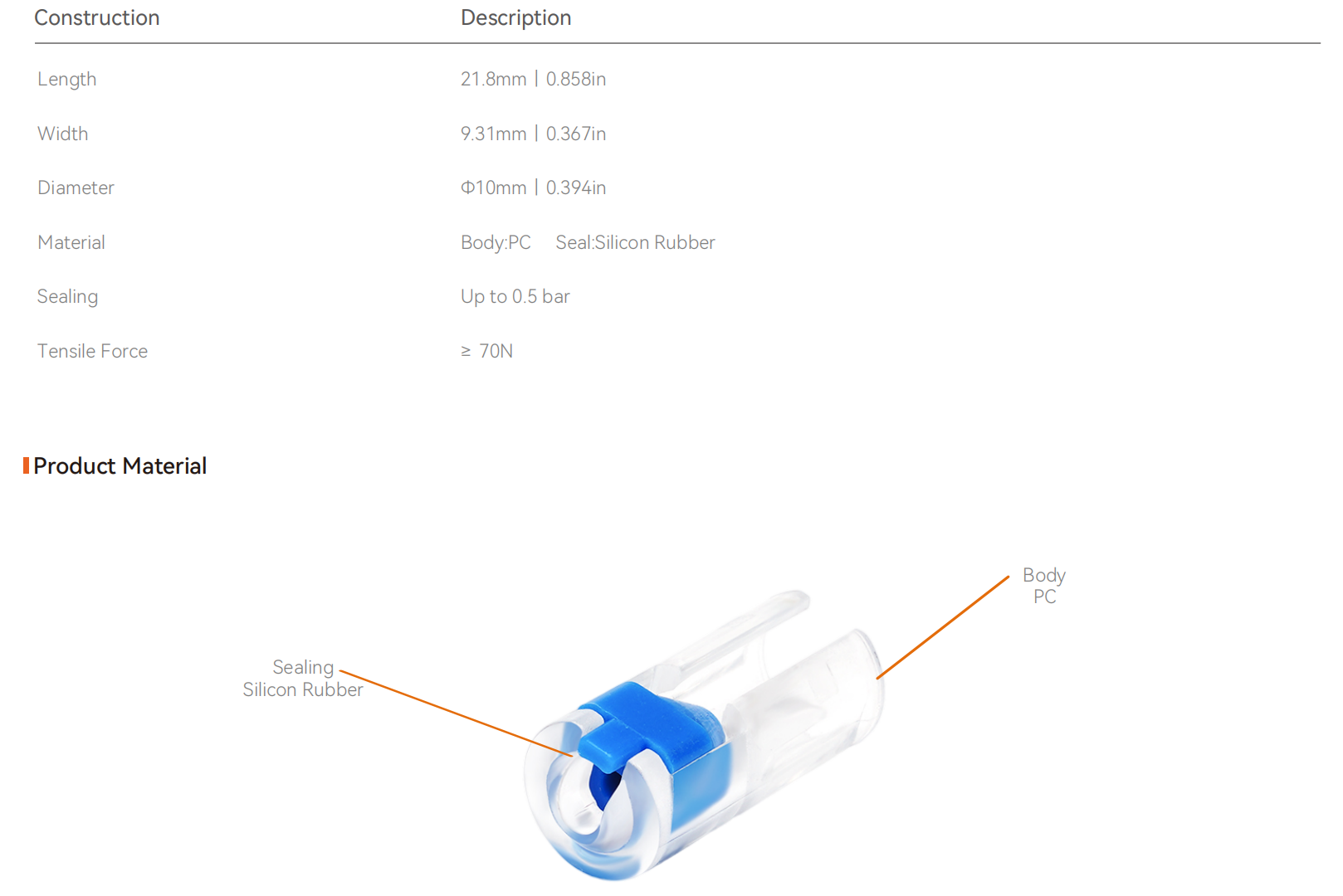 conector de bloque de gas divisible