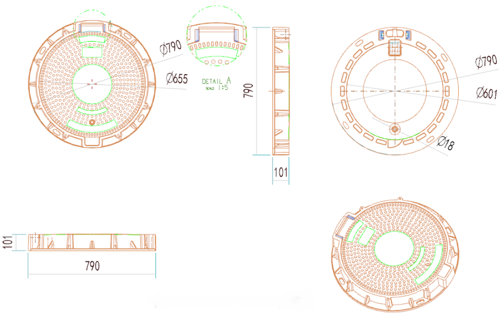 cubierta de manejo redonda d400