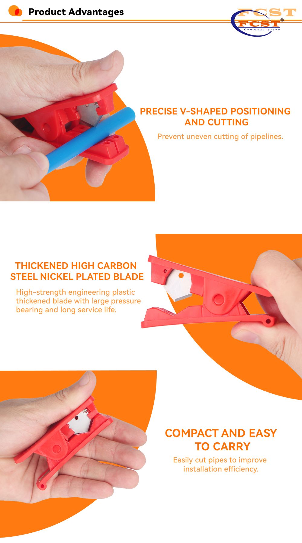  FCST221064 Cortador de microductos de HDPE de 3-13 mm