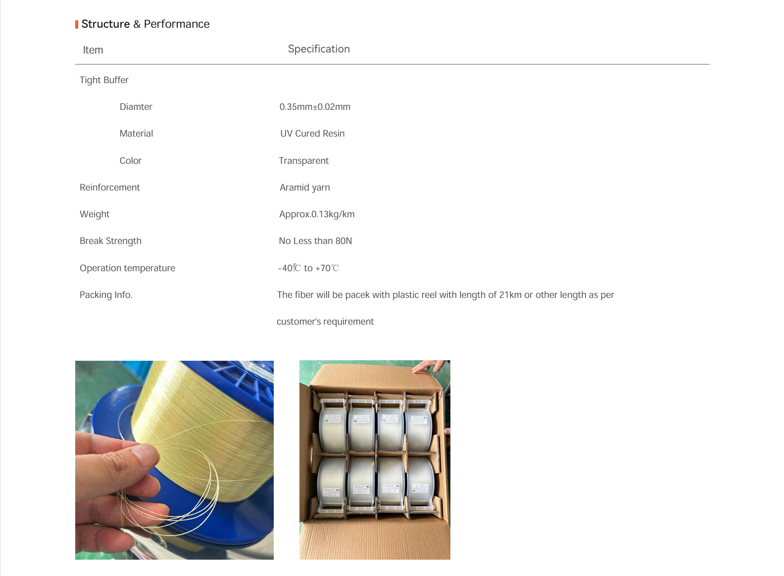 Cable de fibra &oacute;ptica de amortiguaci&oacute;n ajustada
