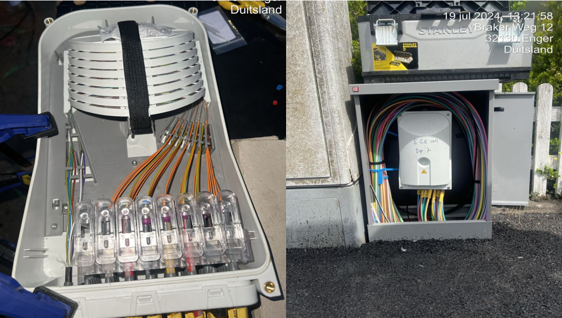 Despu&eacute;s de que el microcable est&eacute; en su lugar, realice el empalme de fusi&oacute;n para conectar los cables de fibra &oacute;ptica