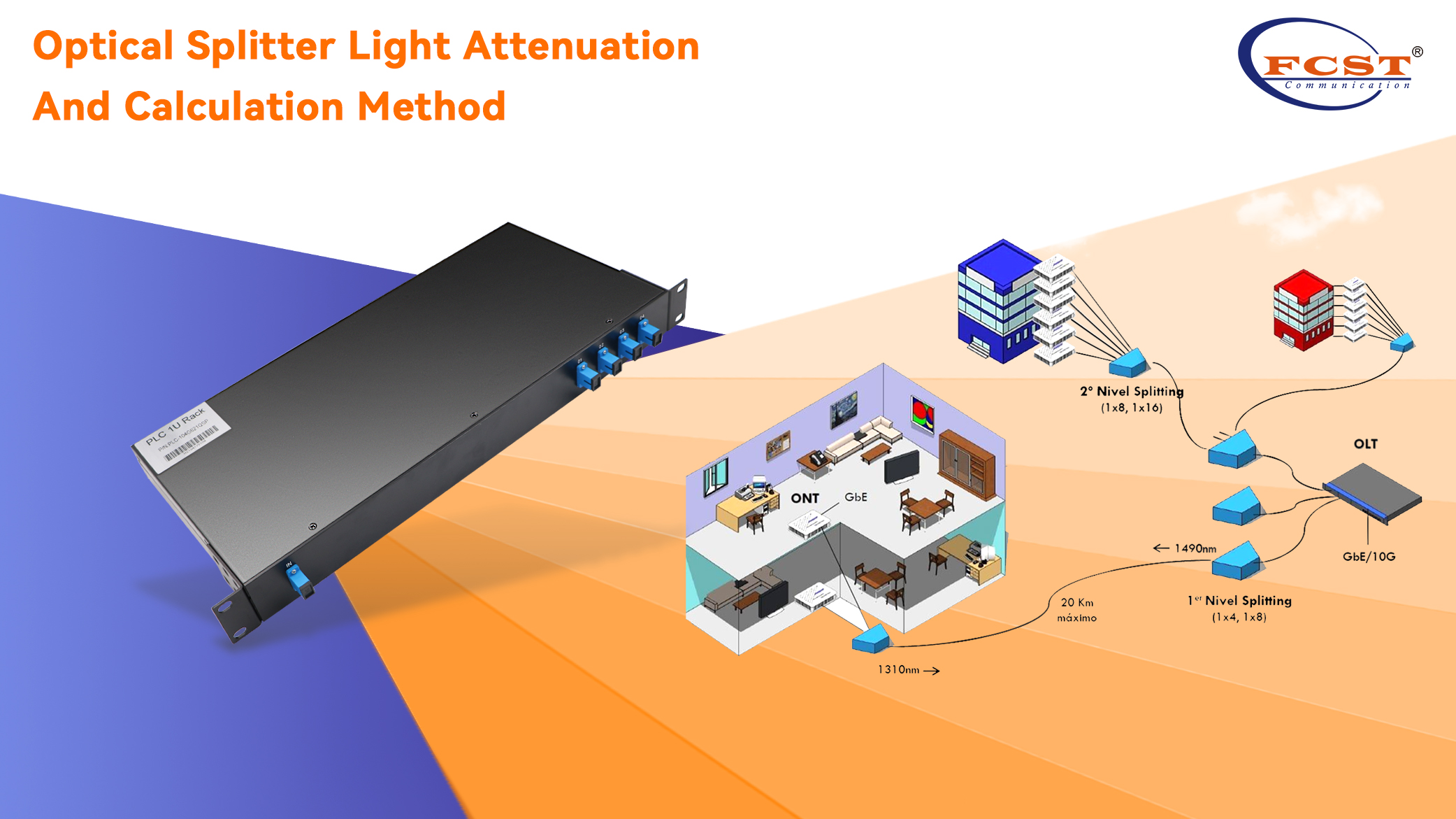 Método de atenuación de luz y cálculo de la luz del divisor óptico
