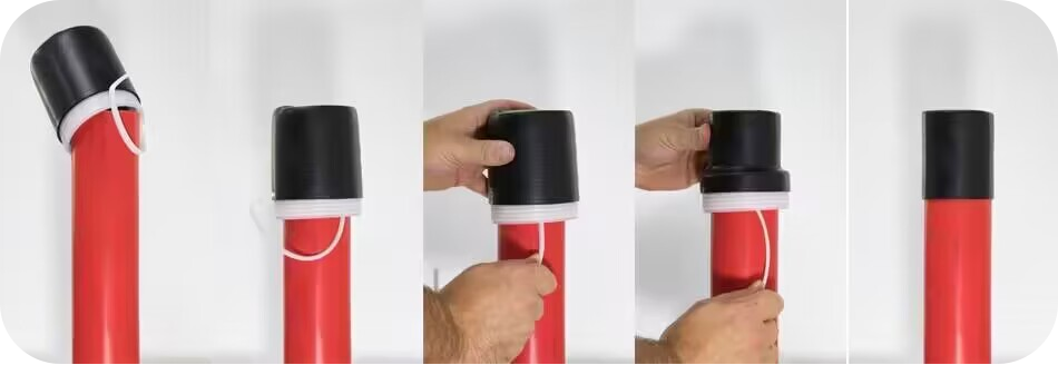 alt Aplicaci&oacute;n e instalaci&oacute;n de tapas terminales retr&aacute;ctiles en fr&iacute;o