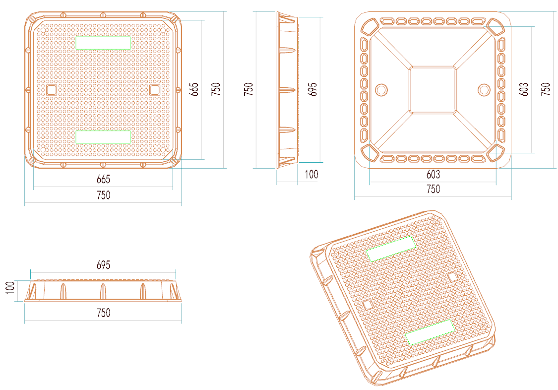 Cubierta de registro de tipo cuadrado D400