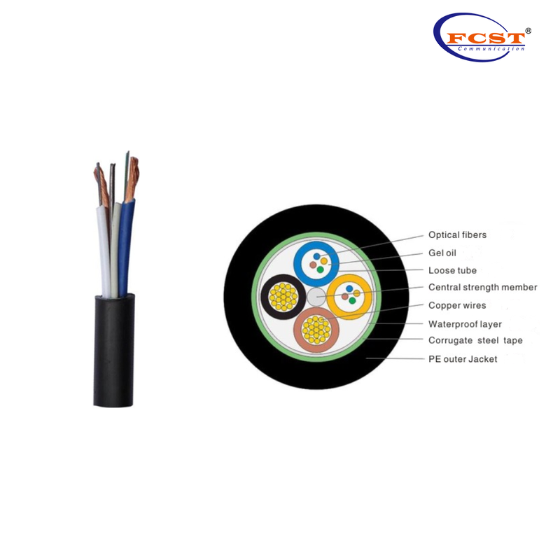 Cable de fibra óptica híbrida FCST OPLC con cables de alimentación 1-24 núcleos