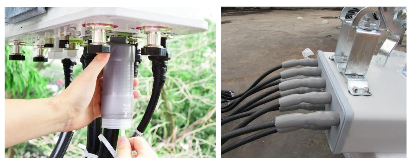 alt Tubo de silicona retráctil en frío con aplicación de producto de masilla