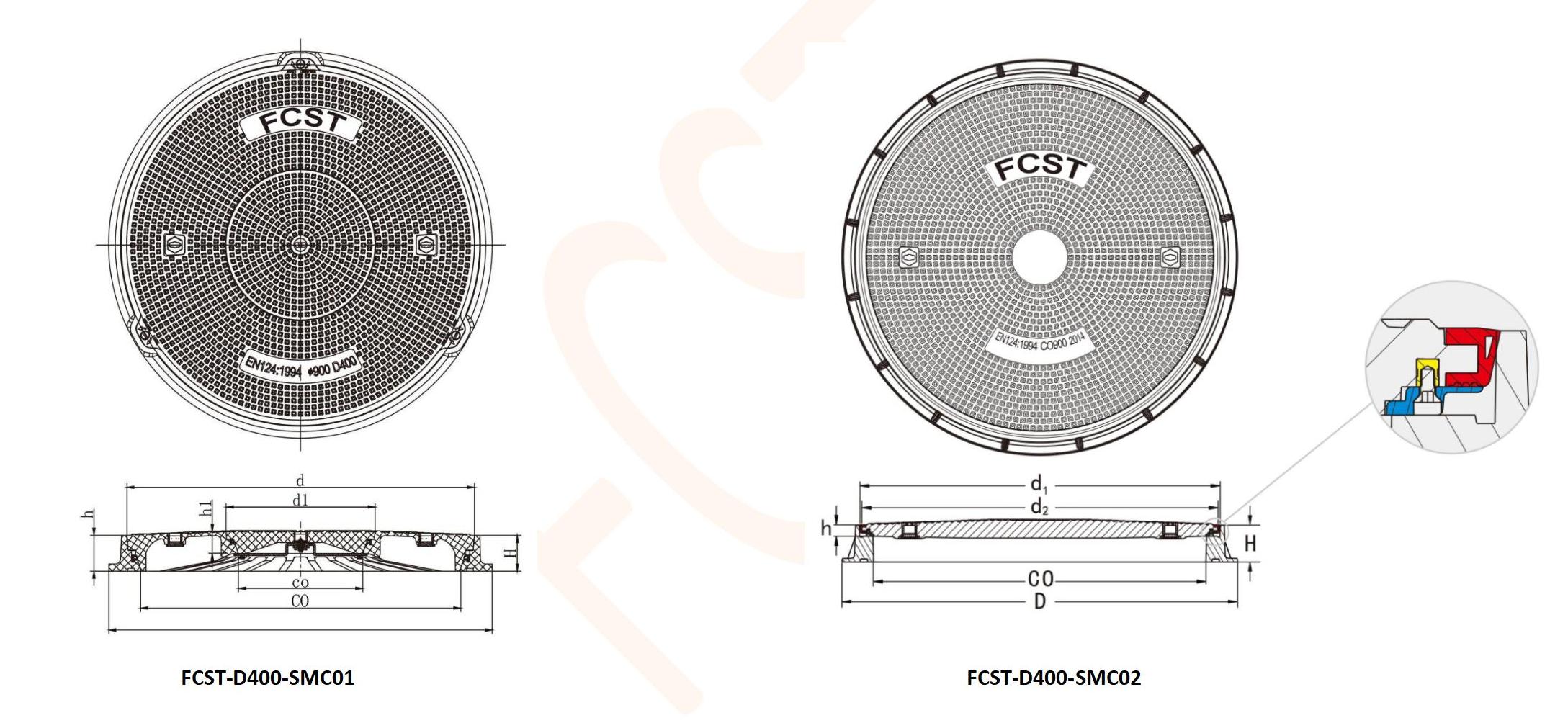 FCST-D400-SMC SMC Cubierta de manejo de la pozo redonda redonda y marco_02