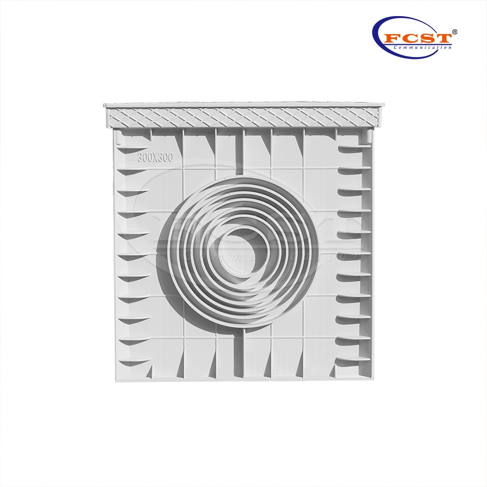 FCST-TH-SMC11-300 254*254*300 mm Drenaje de alcantarillado de plástico subterráneo de 3 vías para conductos