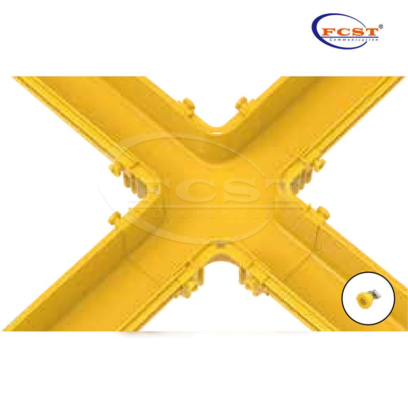 FCST-CR120-CRS Canaleta de fibra cruzada horizontal de 4 vías y 120 mm