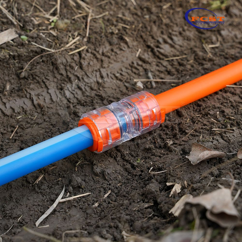 Uso del conector recto del microducto FCST-15JDB-SC IP68 DB para el sistema de soplado de aire de fibra óptica